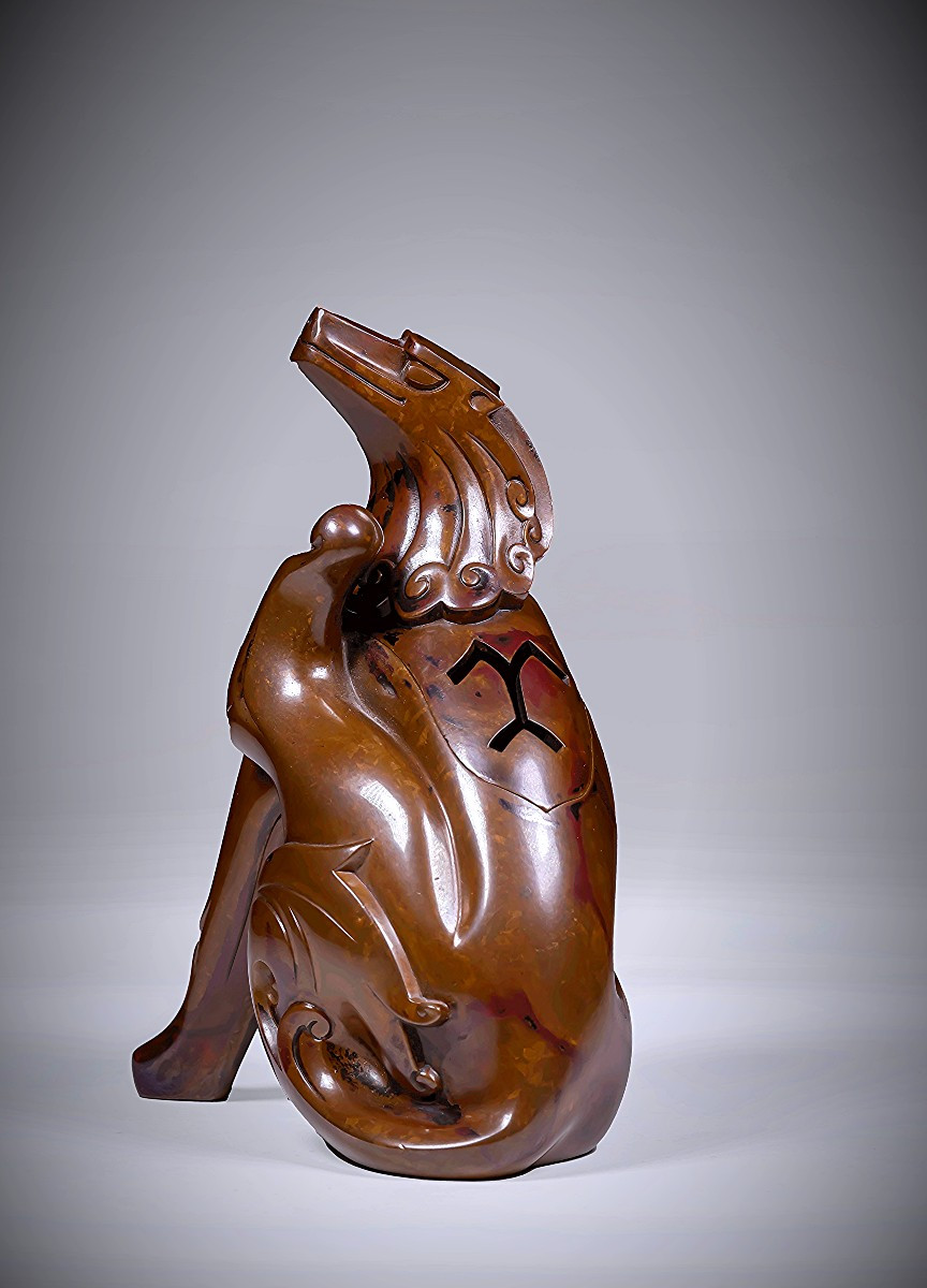 Bronze Japonais de Hasuda SHÛGORÔ – Lion, brûle-encens-photo-2