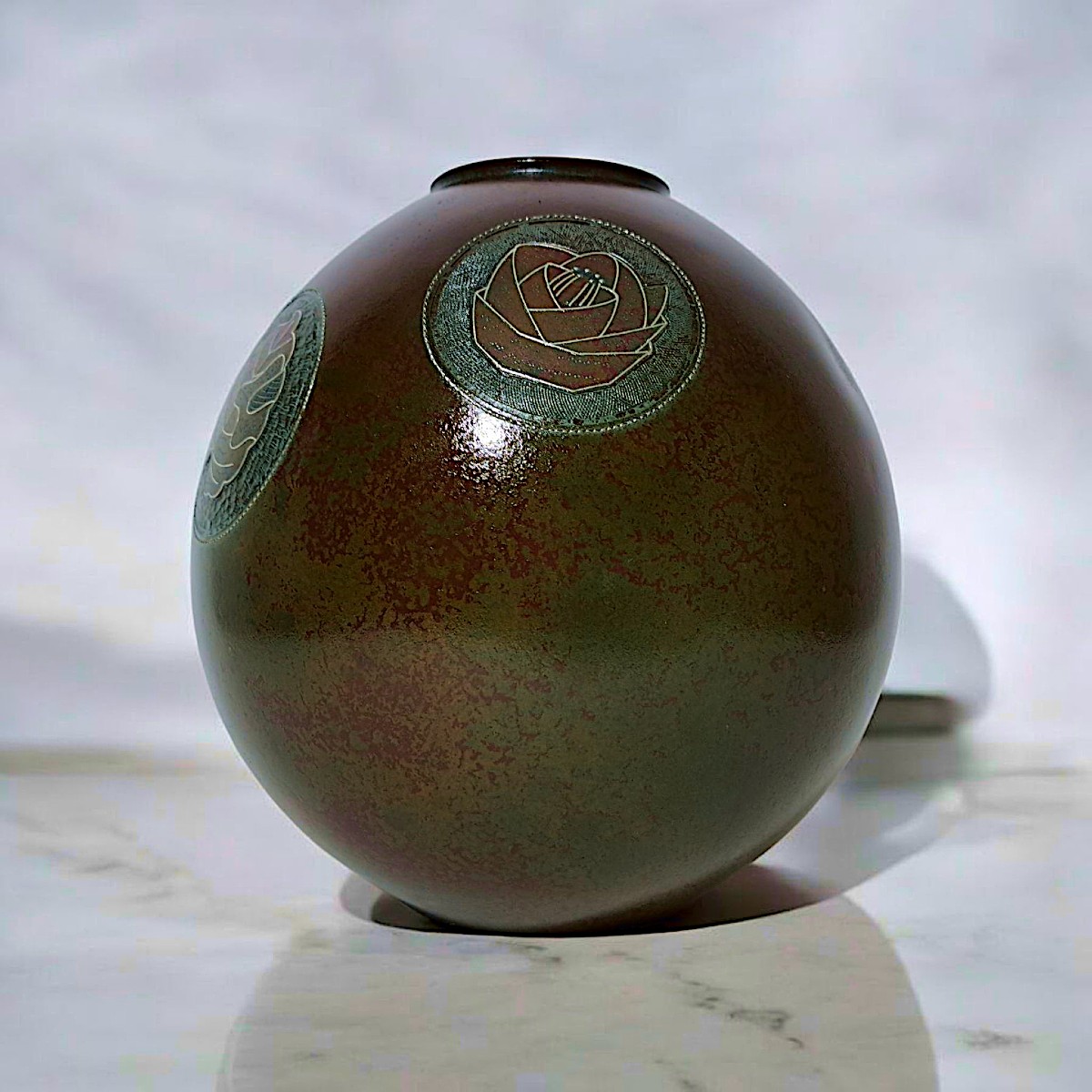 Japanese Bronze Vase Signed Harumori 晴守-photo-3