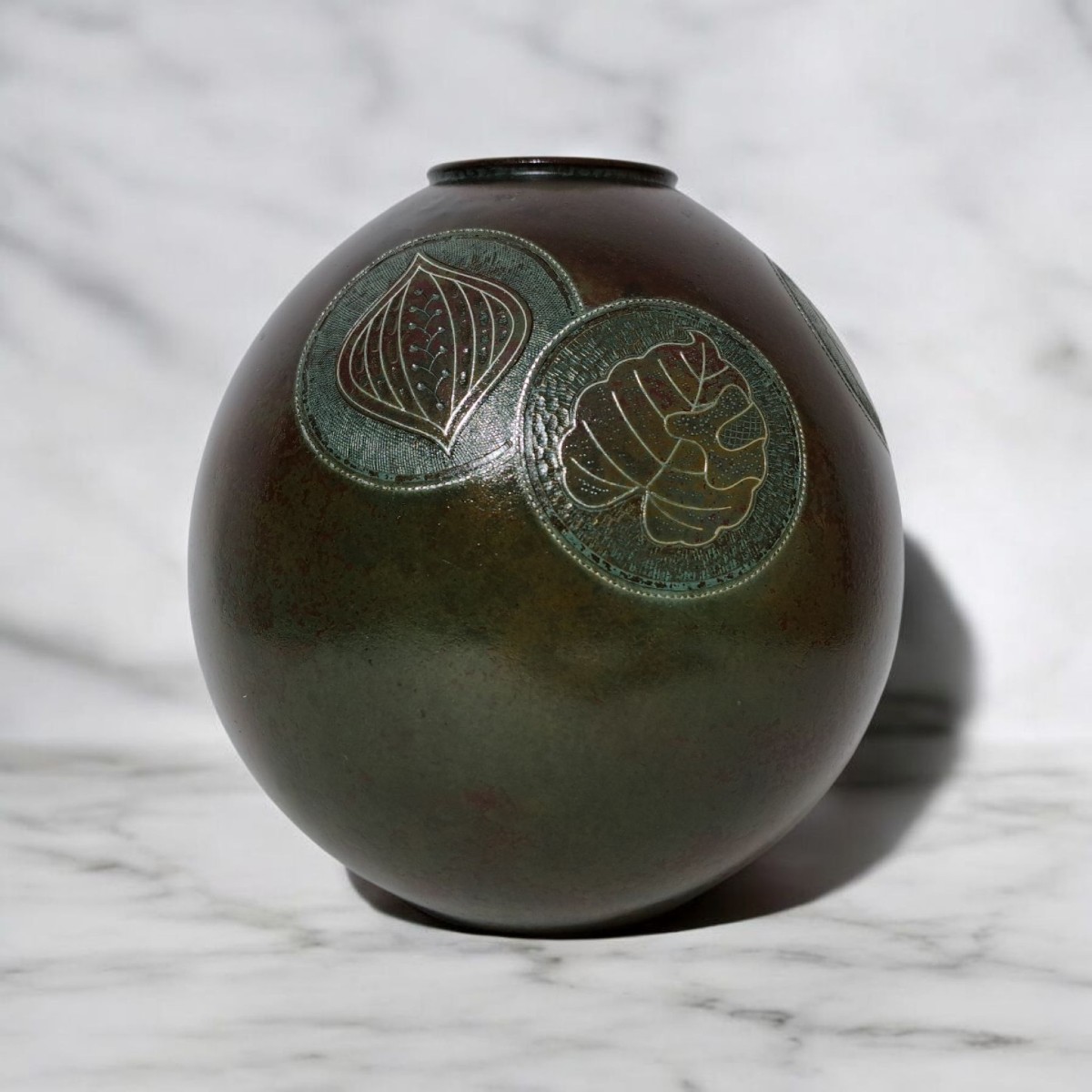 Japanese Bronze Vase Signed Harumori 晴守
