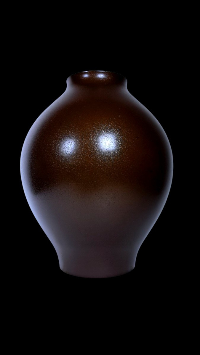 Bronze Japonais de Takano RYOICHI : Vase orné de motifs de cattleya (orchidée) en argent-photo-4