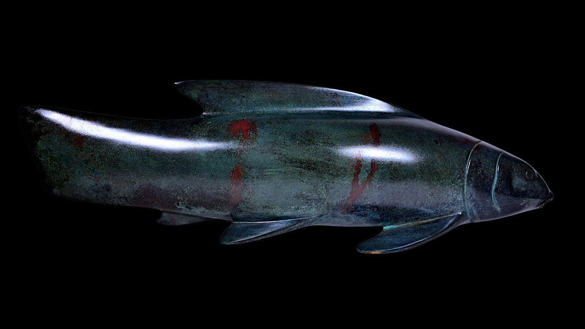 Japanese Bronze By ōta Ryohei: Patinated Bronze Sculpture Depicting A Fish (koi/carp) -photo-4