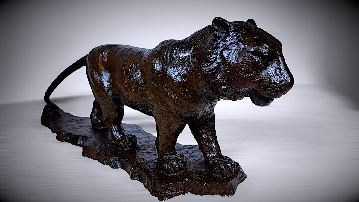 Japanese Bronze By Nakano Shirô (中野四郎): Walking Tiger-photo-2