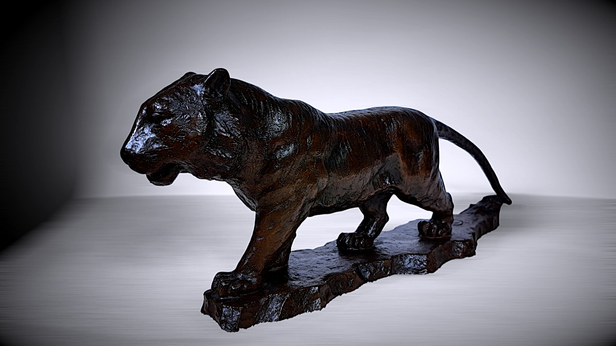 Japanese Bronze By Nakano Shirô (中野四郎): Walking Tiger-photo-3