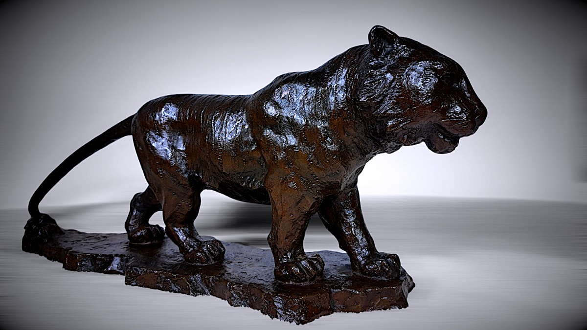 Japanese Bronze By Nakano Shirô (中野四郎): Walking Tiger-photo-4