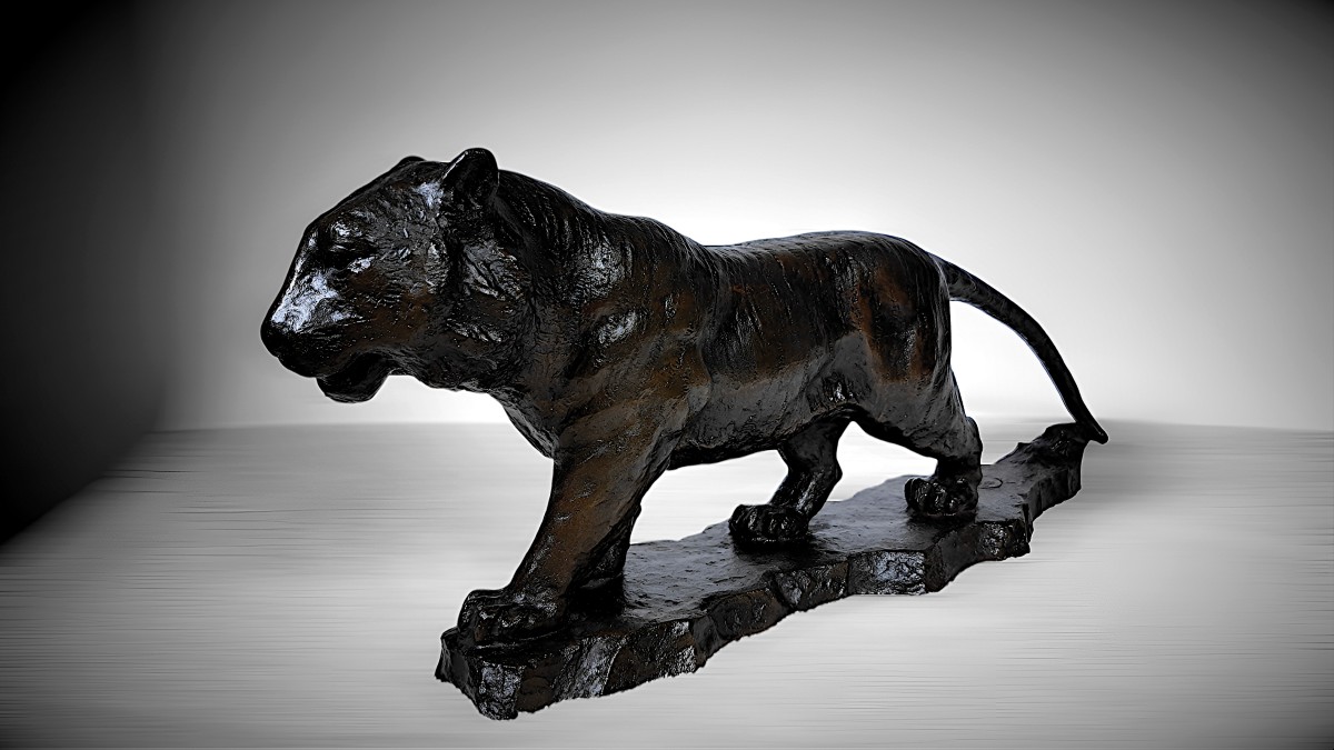 Bronze japonais de Nakano SHIRÔ (中野四郎) : Tigre en marche-photo-3