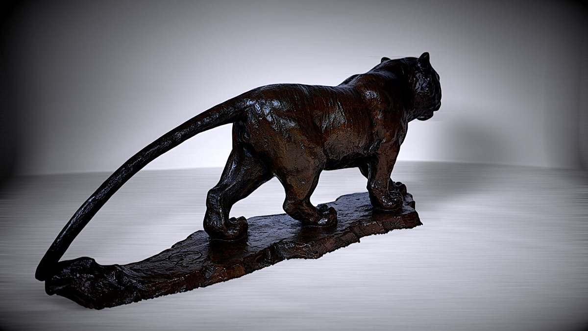 Japanese Bronze By Nakano Shirô (中野四郎): Walking Tiger-photo-2