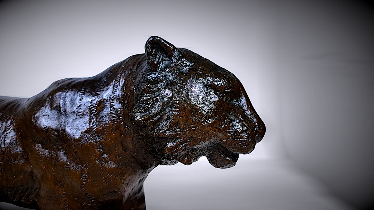 Japanese Bronze By Nakano Shirô (中野四郎): Walking Tiger-photo-3