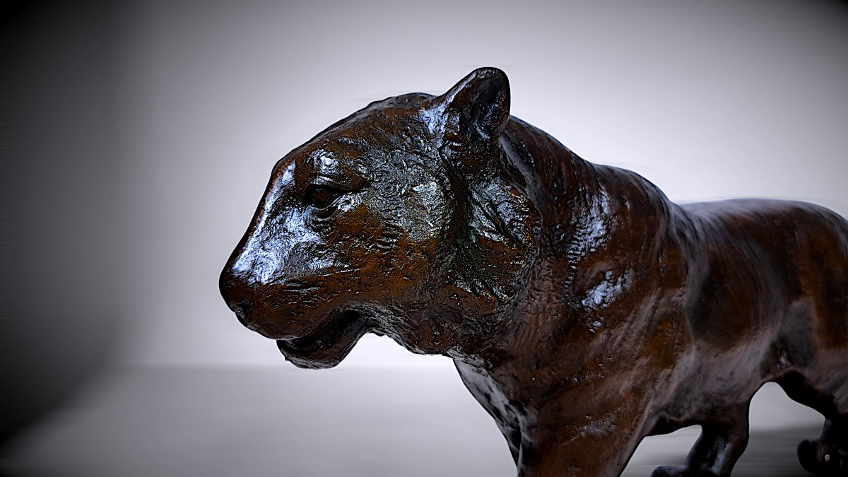 Japanese Bronze By Nakano Shirô (中野四郎): Walking Tiger-photo-4