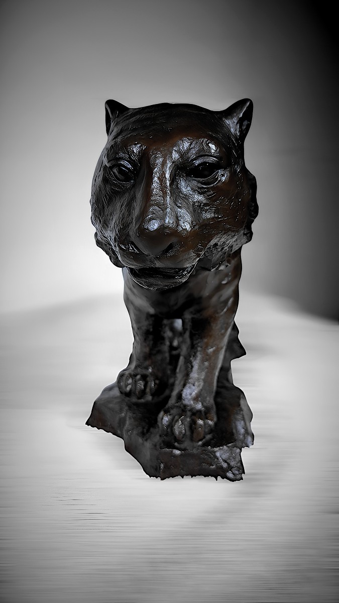 Bronze japonais de Nakano SHIRÔ (中野四郎) : Tigre en marche-photo-5