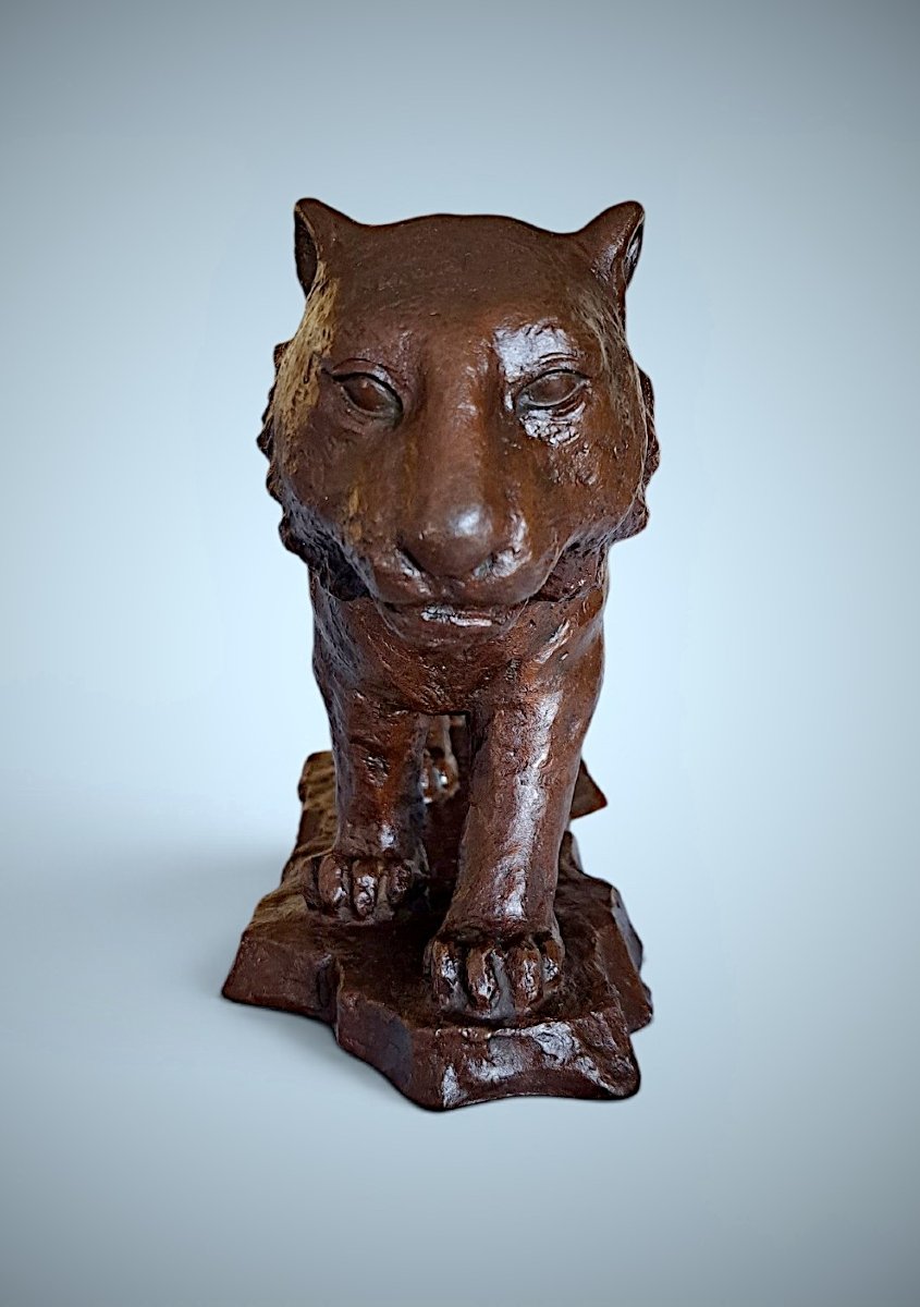 Japanese Bronze By Nakano Shirô (中野四郎): Walking Tiger-photo-1