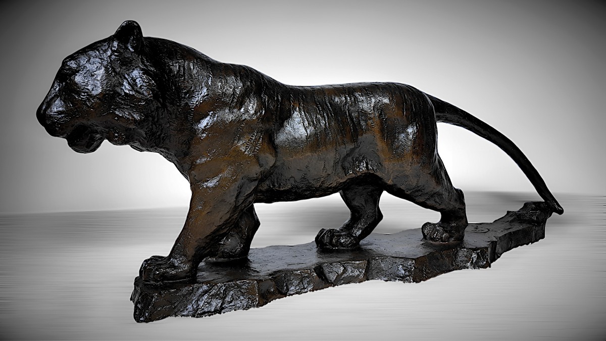 Bronze japonais de Nakano SHIRÔ (中野四郎) : Tigre en marche