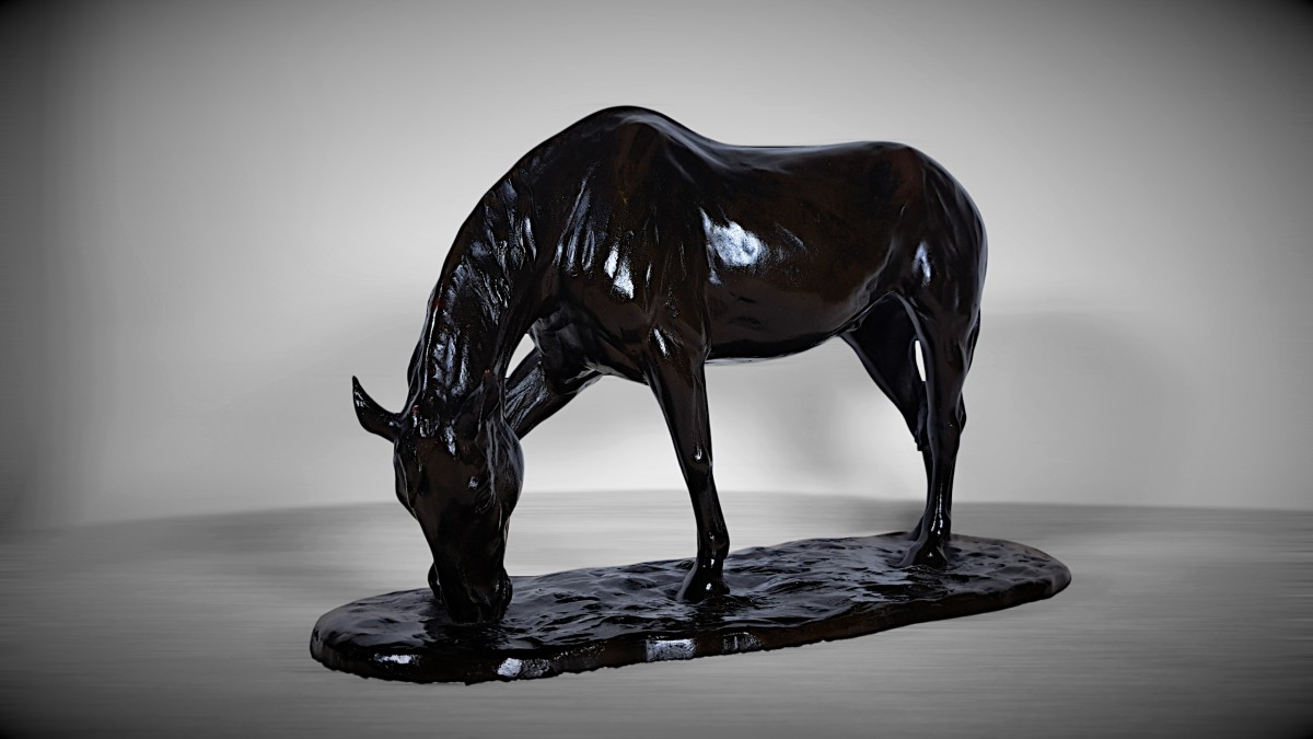 Japanese Bronze Sculpture By Itô Kunio - A Grazing Horse -photo-2
