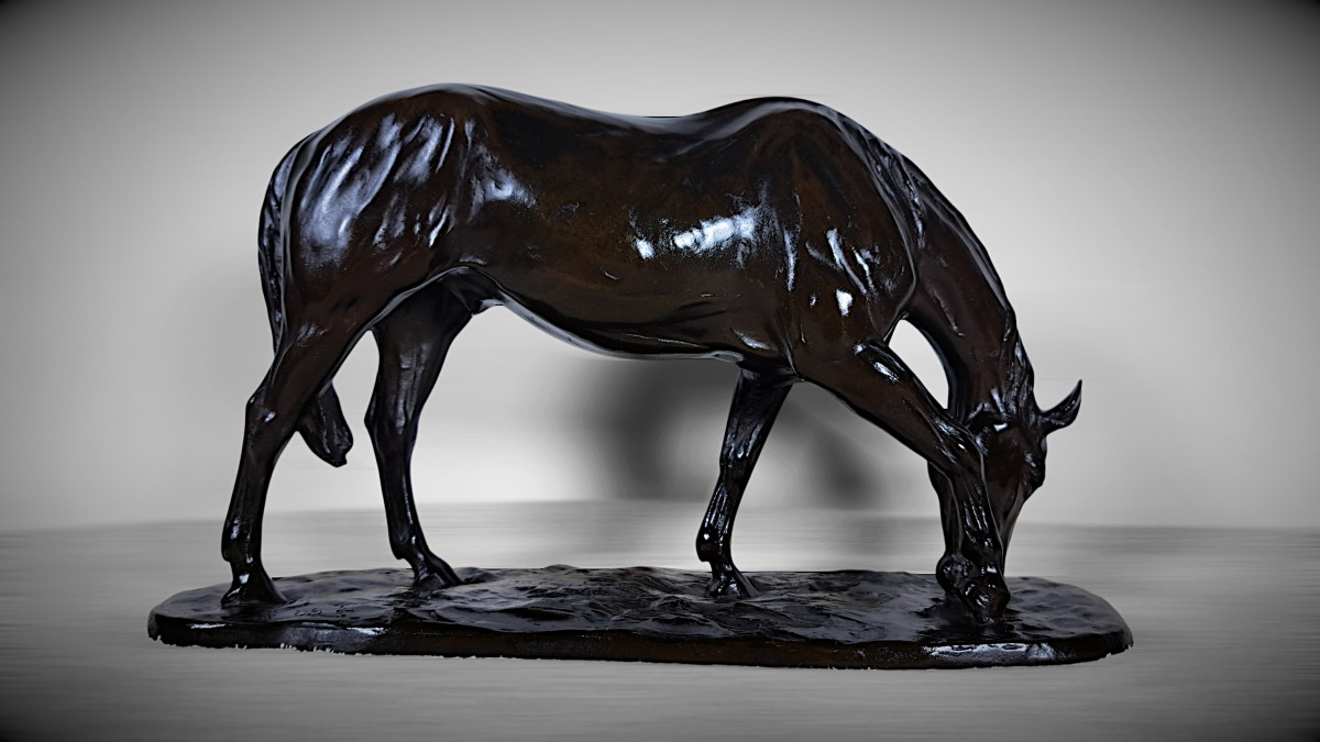 Japanese Bronze Sculpture By Itô Kunio - A Grazing Horse -photo-4