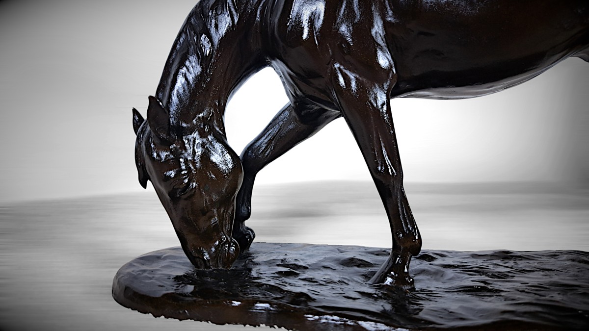 Japanese Bronze Sculpture By Itô Kunio - A Grazing Horse -photo-2