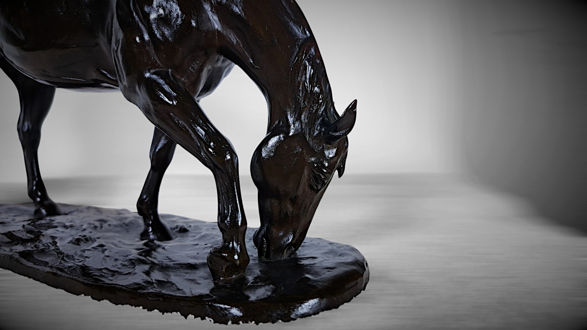 Japanese Bronze Sculpture By Itô Kunio - A Grazing Horse -photo-3