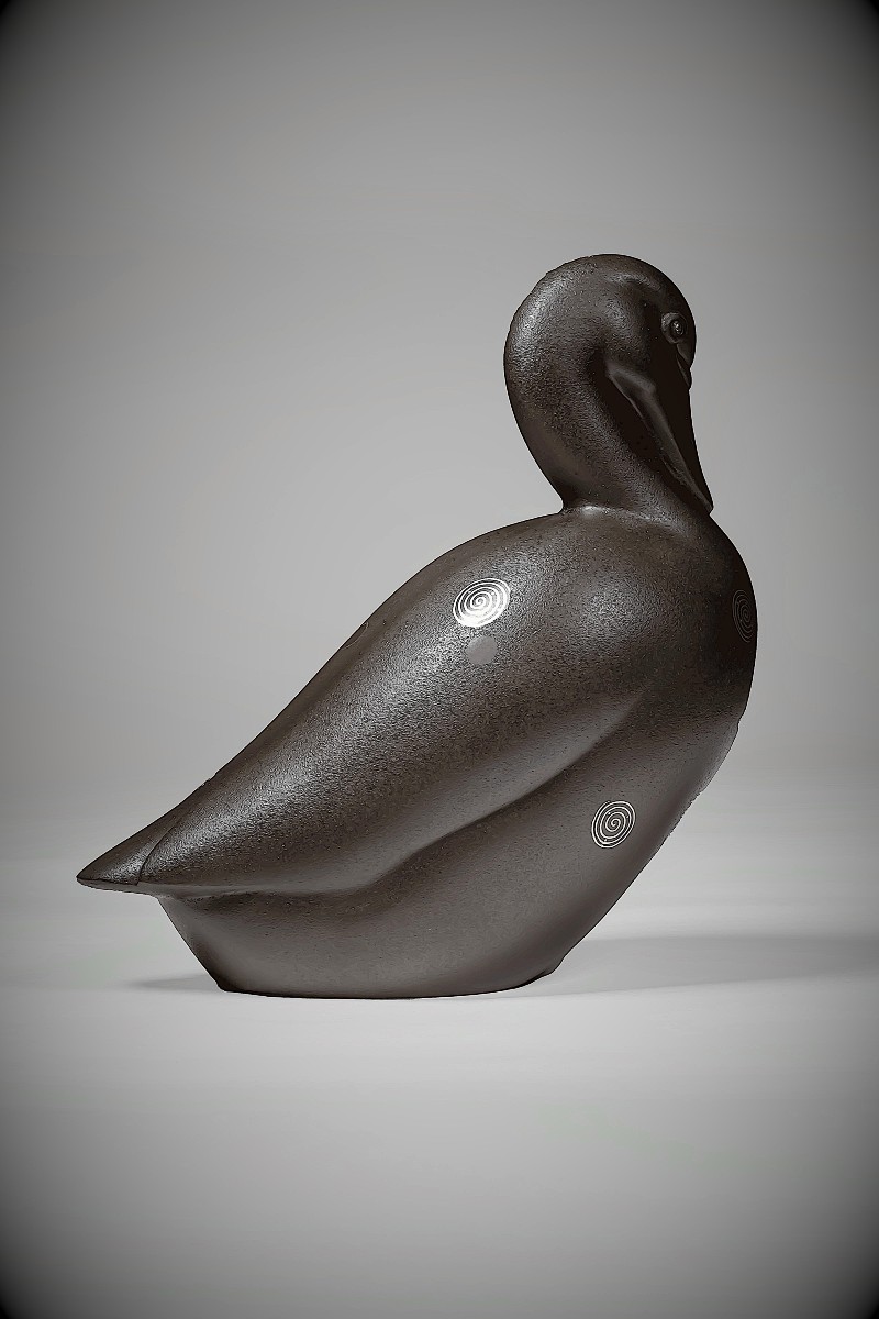 Japanese Bronze By Takahashi Kaishu – Duck-photo-2