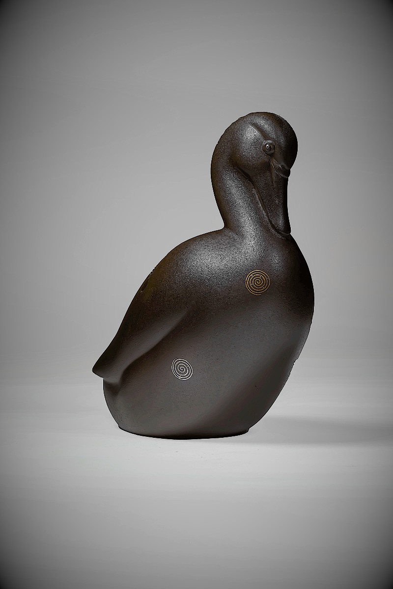 Japanese Bronze By Takahashi Kaishu – Duck-photo-4
