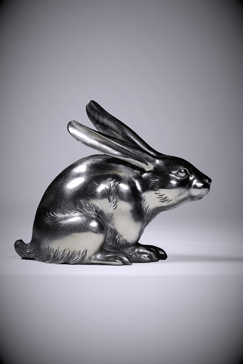 Japanese Bronze Sculpture By Murata Hiroshi: Hare-photo-2