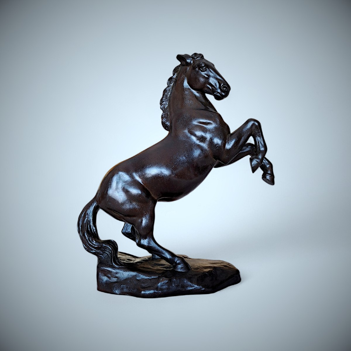 Bronze Japonais de Masahiko KATORI : cheval cabré-photo-2
