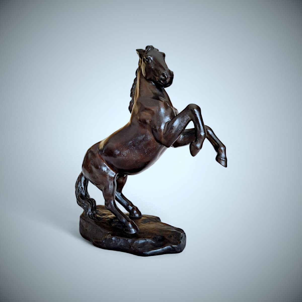 Bronze Japonais de Masahiko KATORI : cheval cabré-photo-4