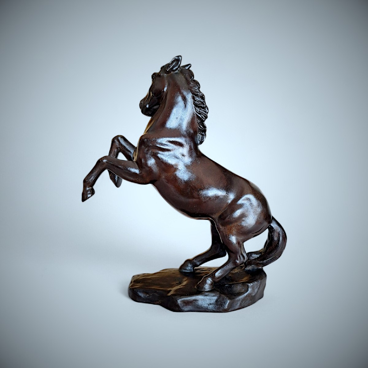 Bronze Japonais de Masahiko KATORI : cheval cabré-photo-3