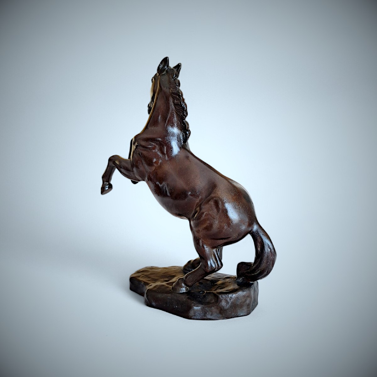 Bronze Japonais de Masahiko KATORI : cheval cabré-photo-4