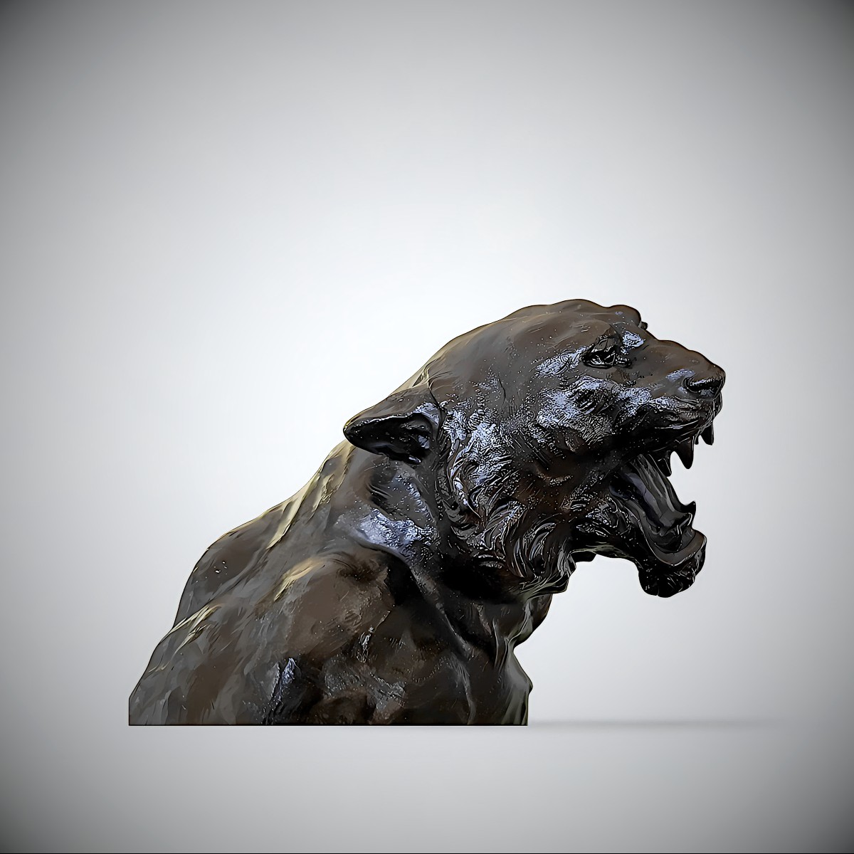 Japanese Bronze By Kaniya Kuniharu: Seated Tiger-photo-3