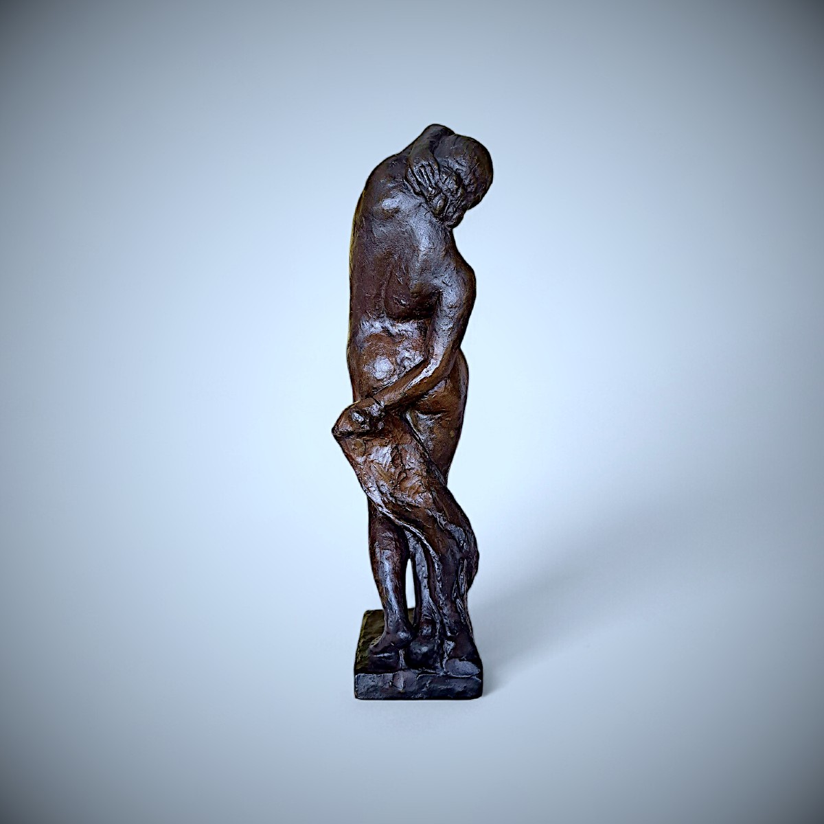 Japanese Bronze By Yoshishi Shibata: Female Nude With Drapery -photo-2