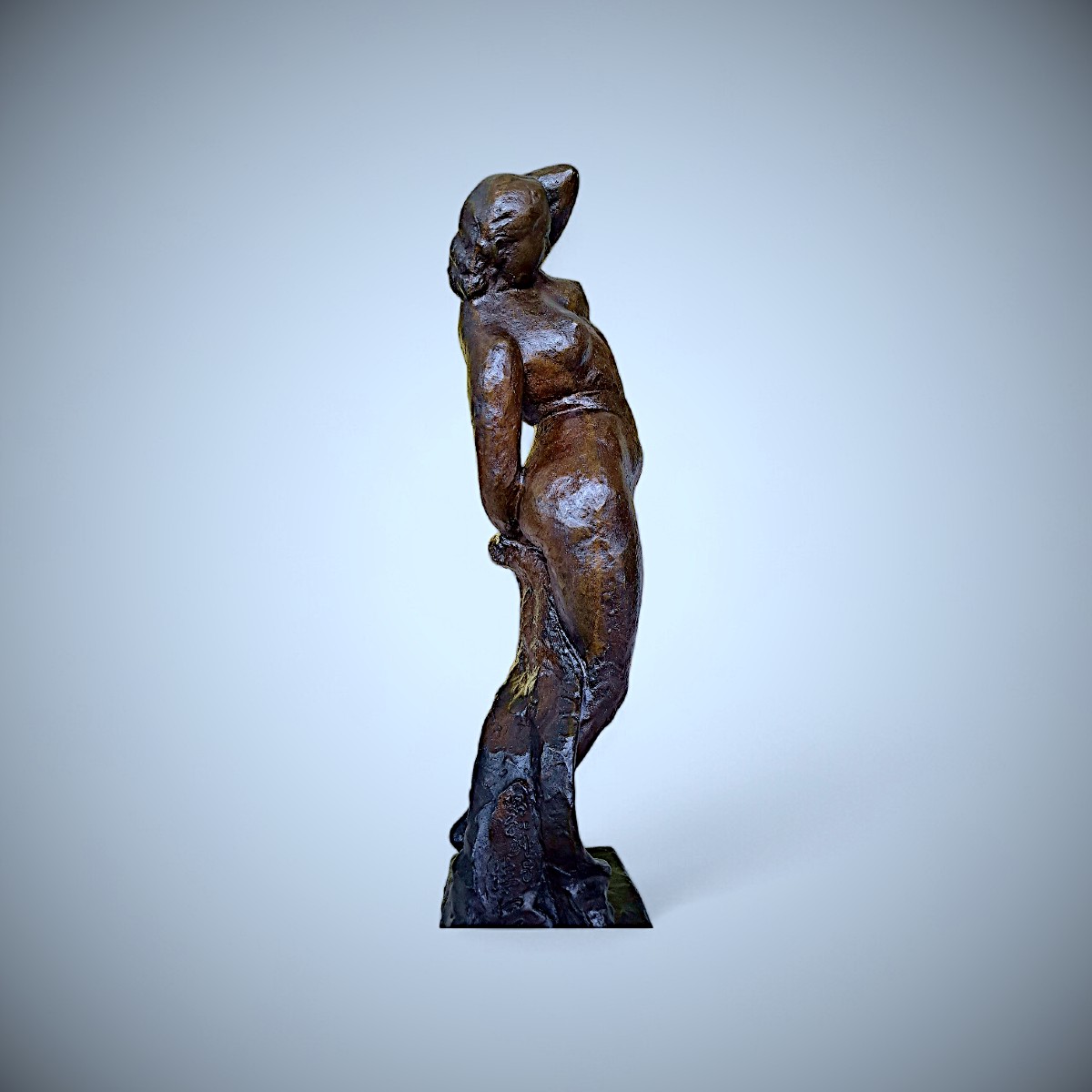 Japanese Bronze By Yoshishi Shibata: Female Nude With Drapery -photo-4