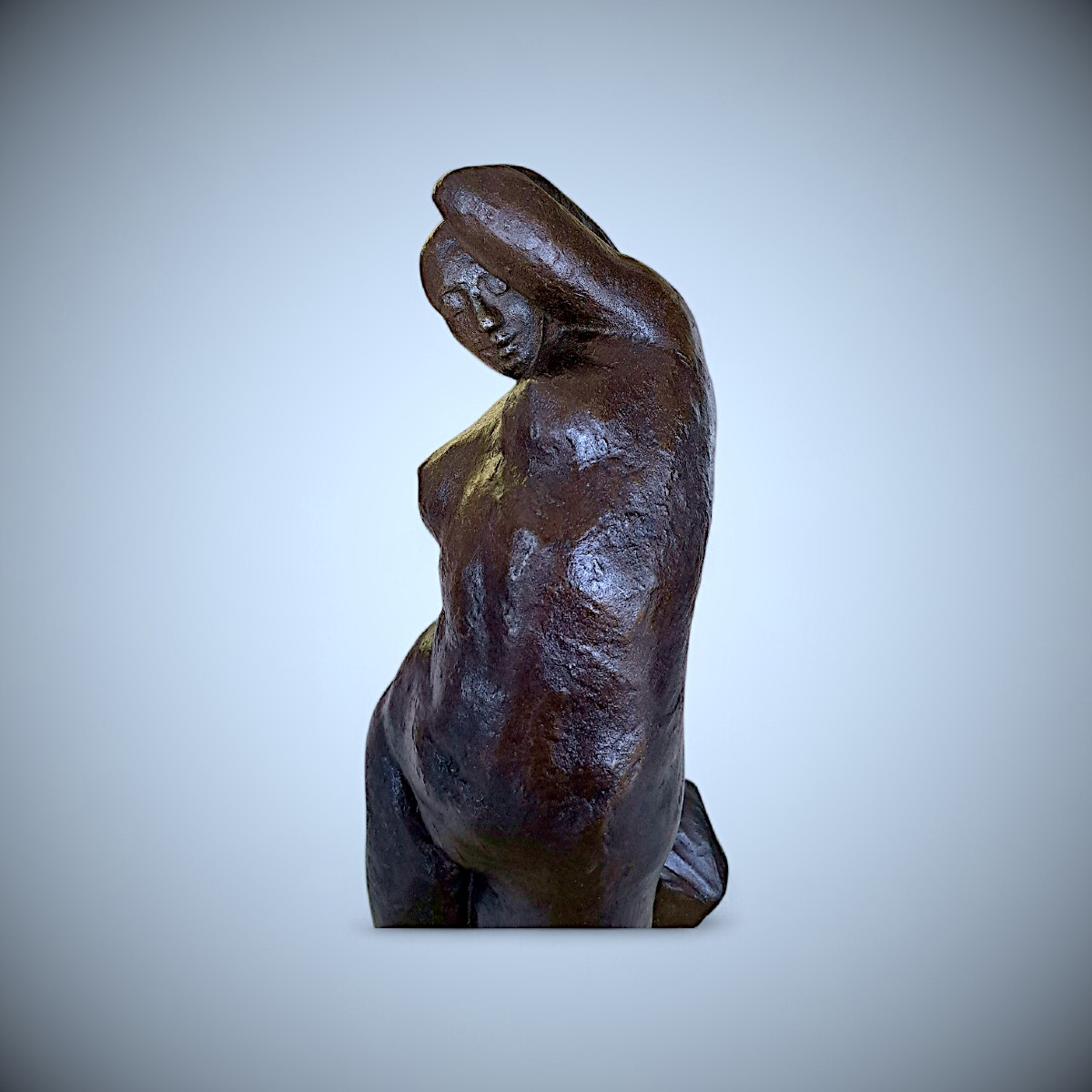 Japanese Bronze By Yoshishi Shibata: Female Nude With Drapery -photo-2