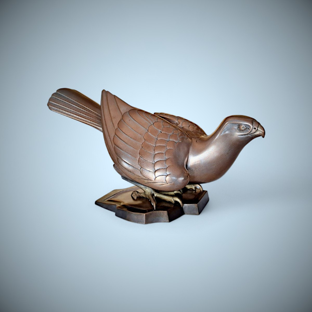 Japanese Bronze By Ogawa Eiho: Falcon-photo-2