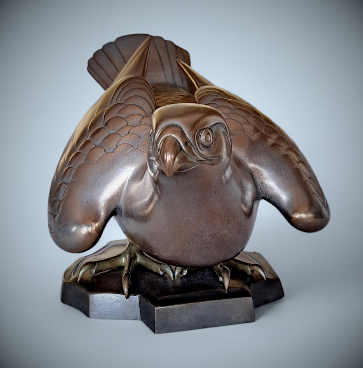 Japanese Bronze By Ogawa Eiho: Falcon-photo-4