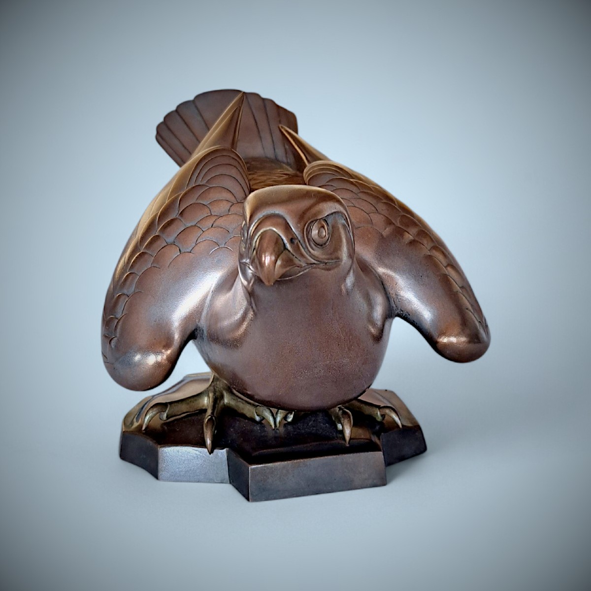 Japanese Bronze By Ogawa Eiho: Falcon-photo-1