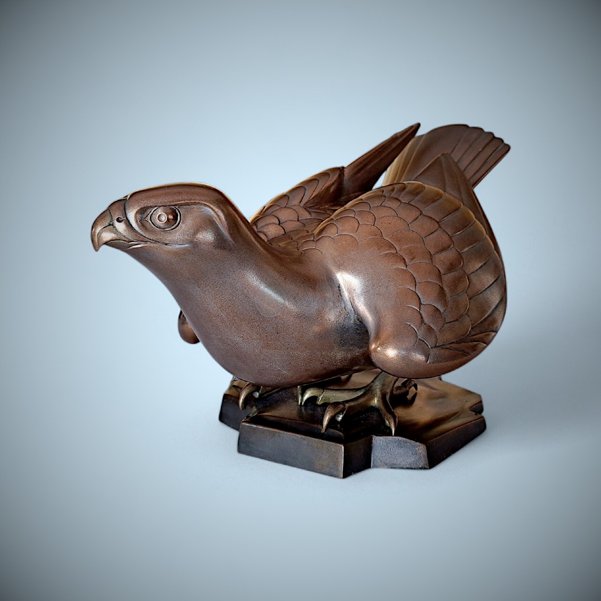 Japanese Bronze By Ogawa Eiho: Falcon-photo-2