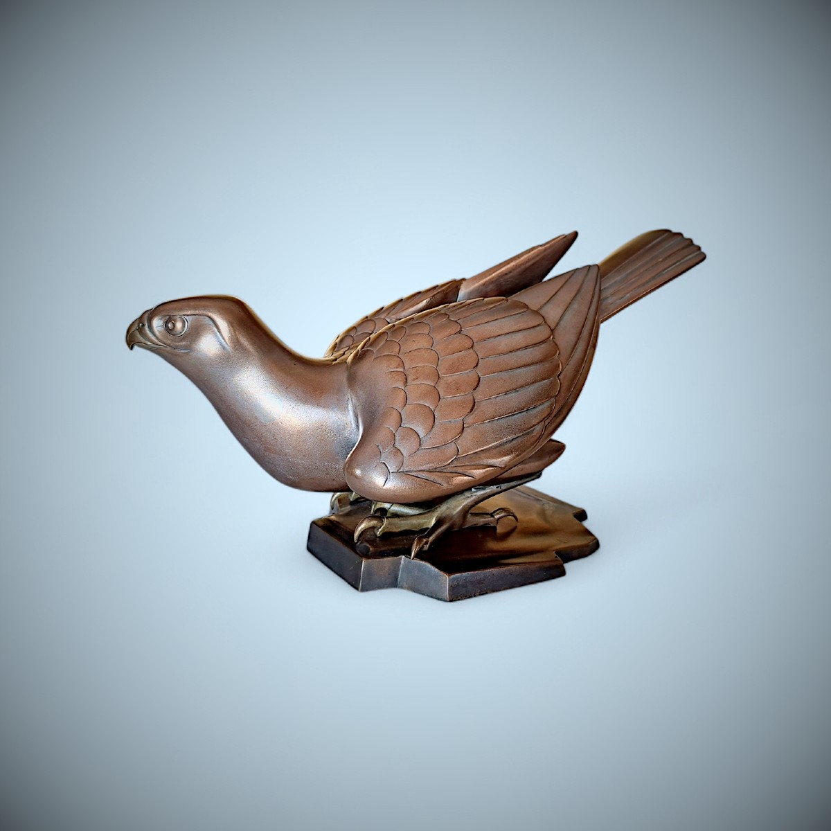 Japanese Bronze By Ogawa Eiho: Falcon-photo-3