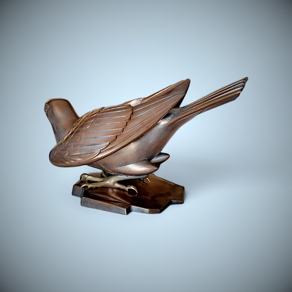 Japanese Bronze By Ogawa Eiho: Falcon-photo-4