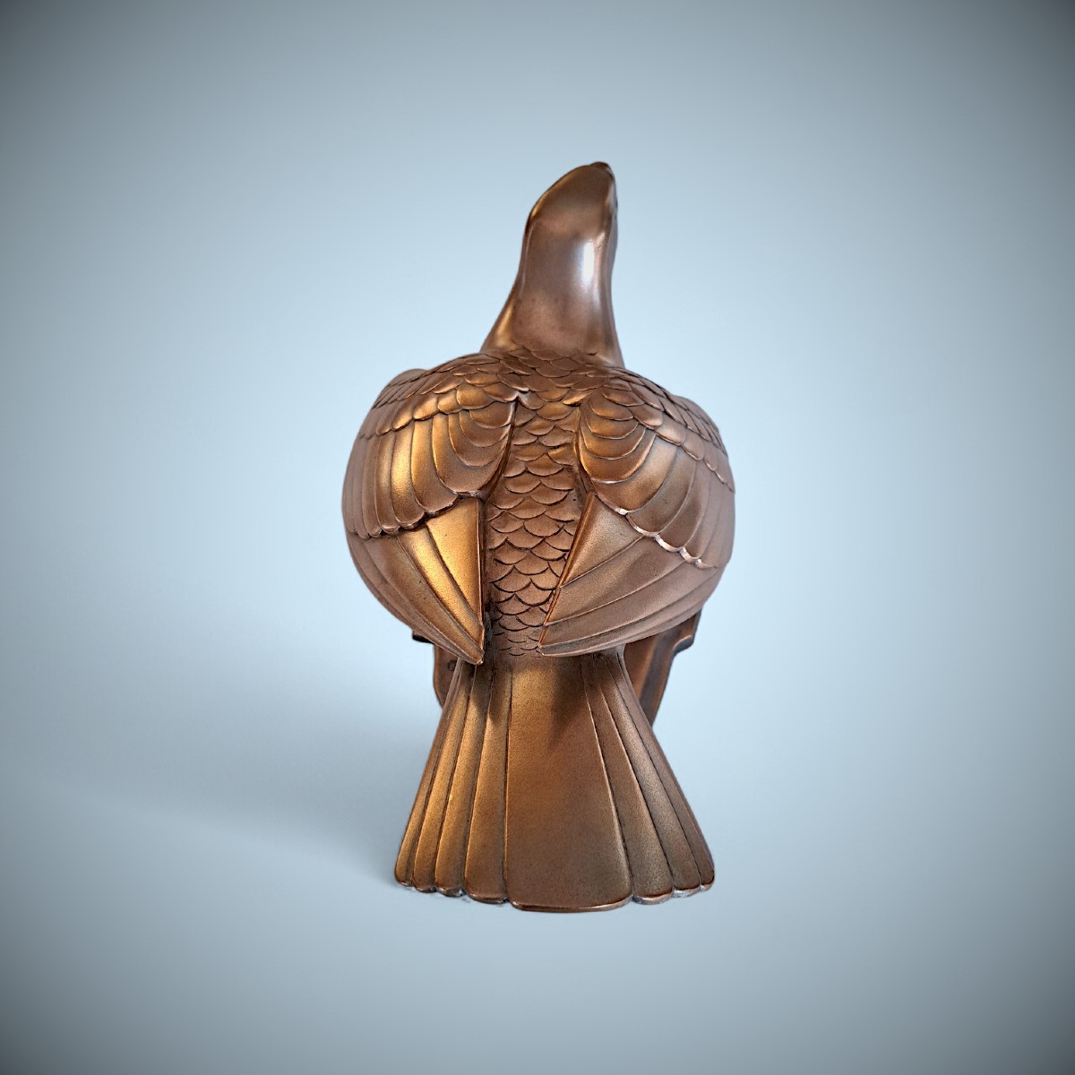 Japanese Bronze By Ogawa Eiho: Falcon-photo-5