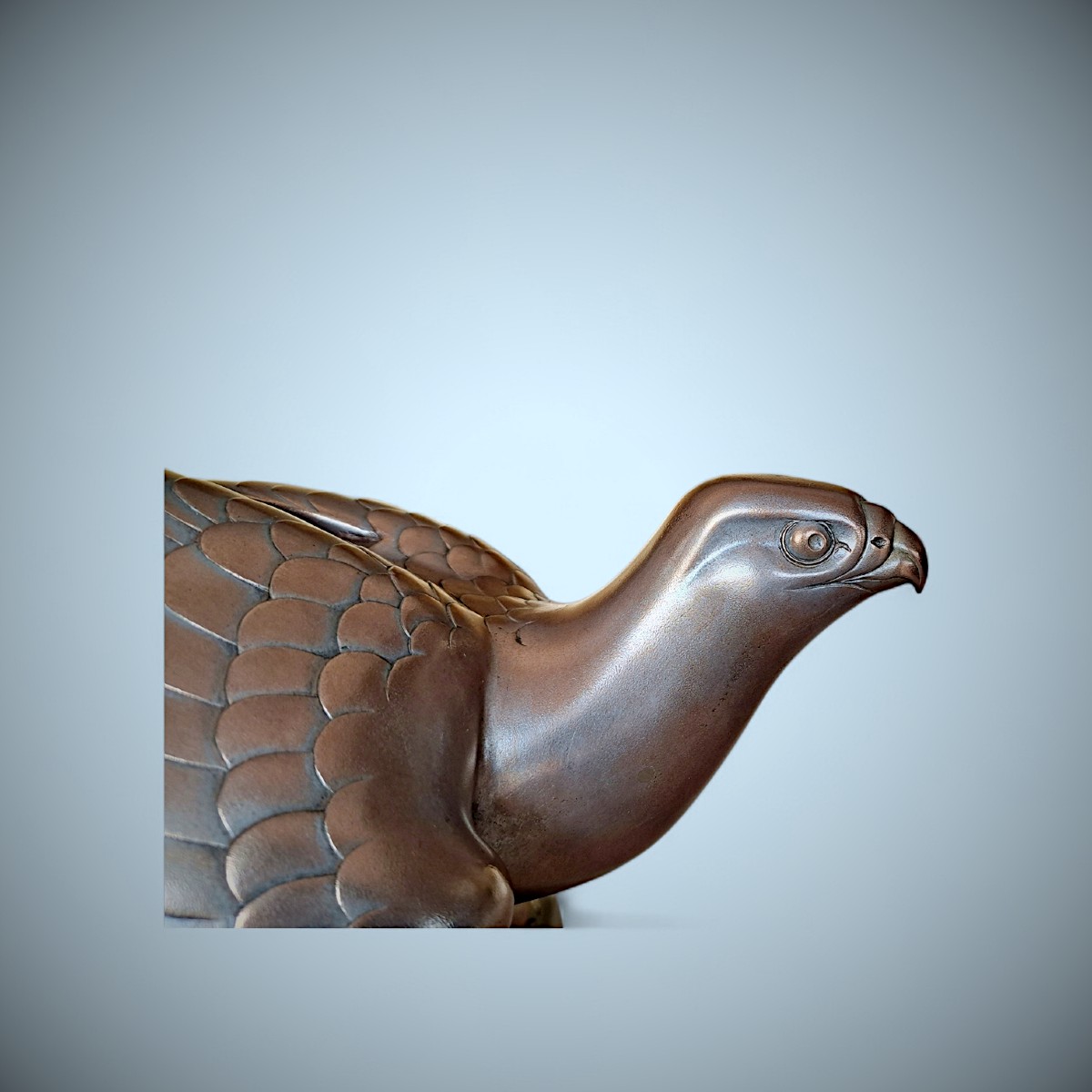 Japanese Bronze By Ogawa Eiho: Falcon-photo-8