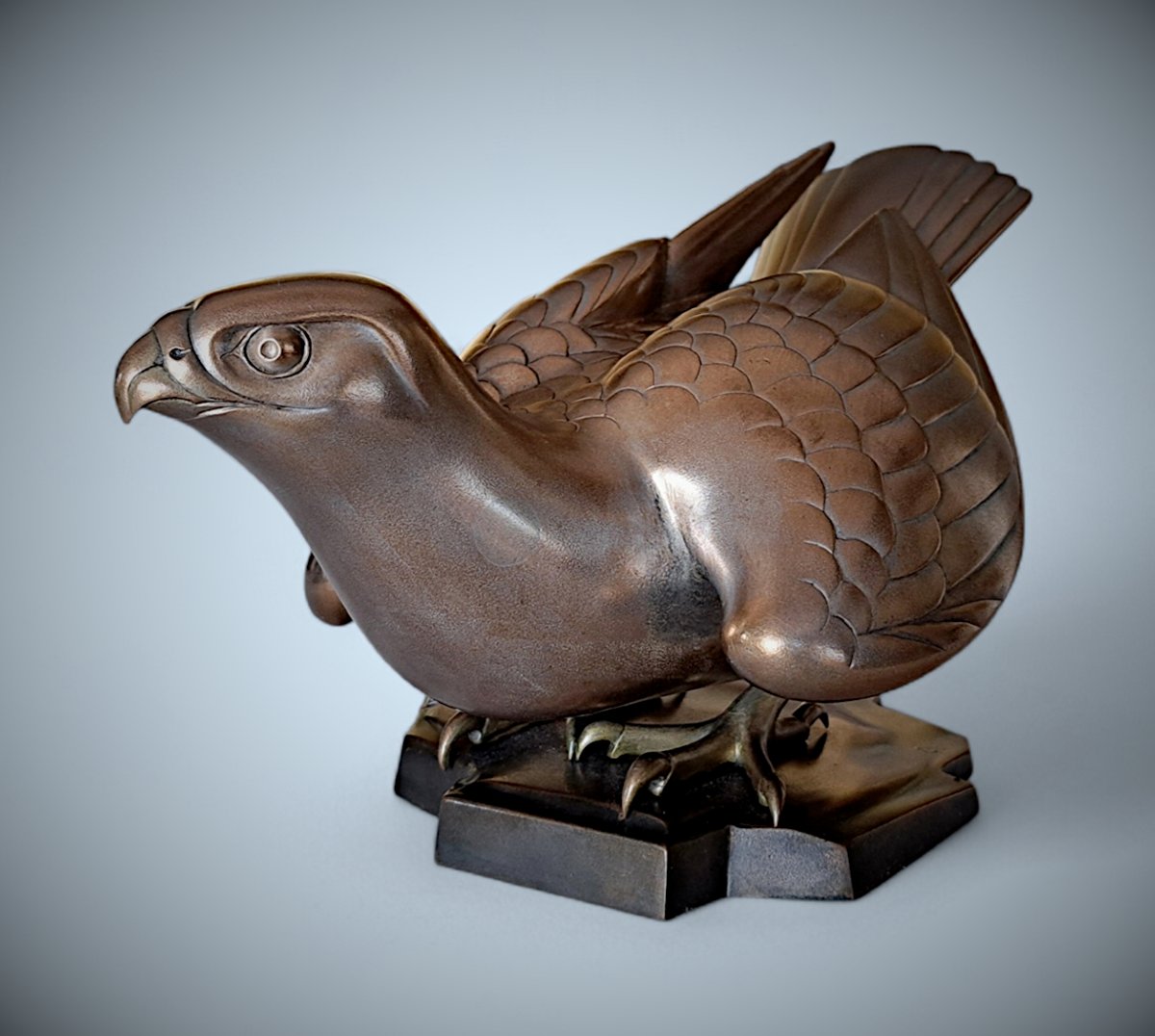 Japanese Bronze By Ogawa Eiho: Falcon-photo-1