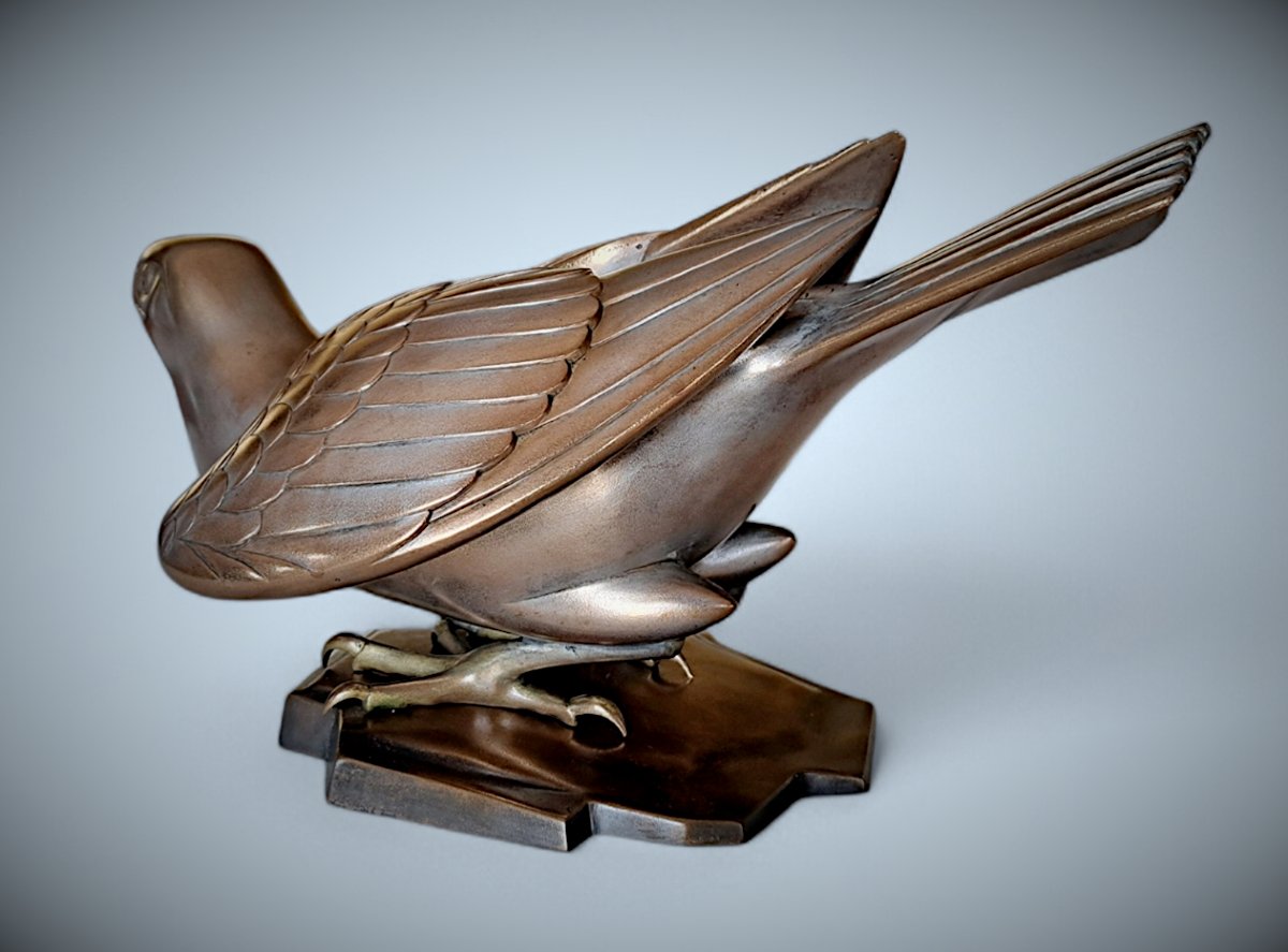 Japanese Bronze By Ogawa Eiho: Falcon-photo-3