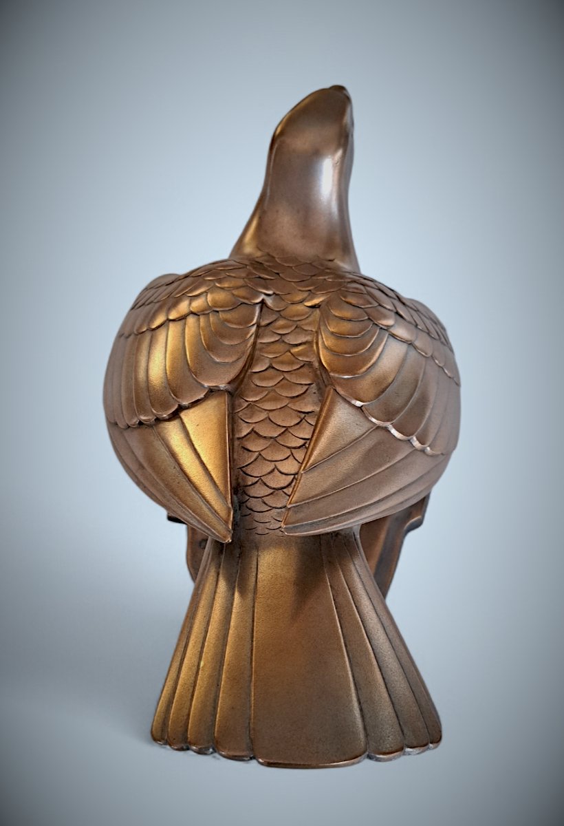 Japanese Bronze By Ogawa Eiho: Falcon-photo-6