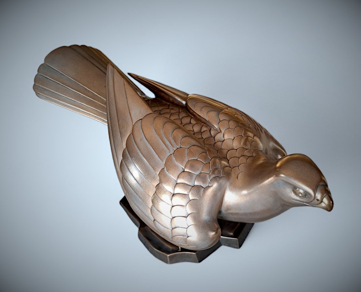 Japanese Bronze By Ogawa Eiho: Falcon-photo-7