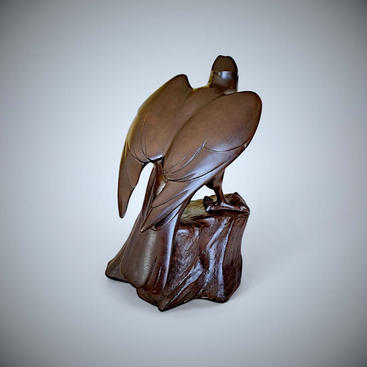 Bronze japonais d’Iwase SEIHO : Faucon-photo-4