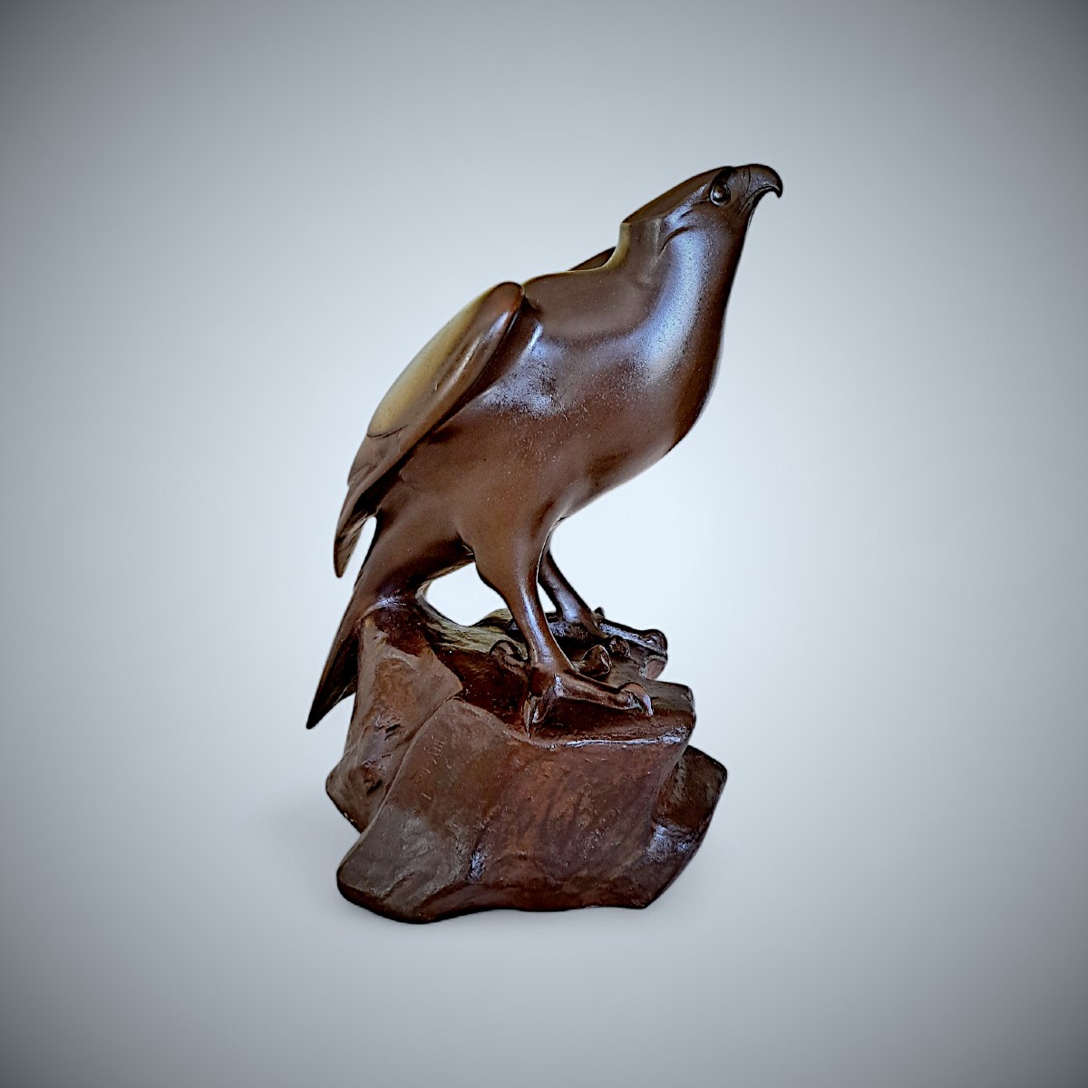 Bronze japonais d’Iwase SEIHO : Faucon-photo-1