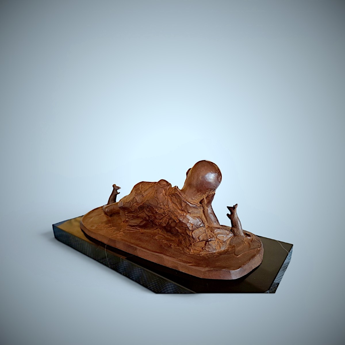 Bronze japonais de Katsuhiro SAITO : Sesshu endormi-photo-2