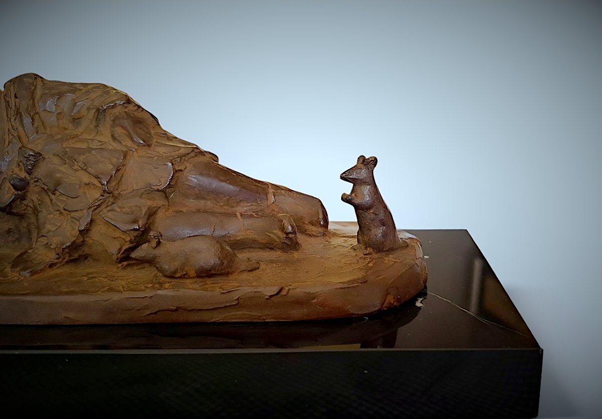 Japanese Bronze By Katsuhiro Saito: Sleeping Sesshu-photo-5