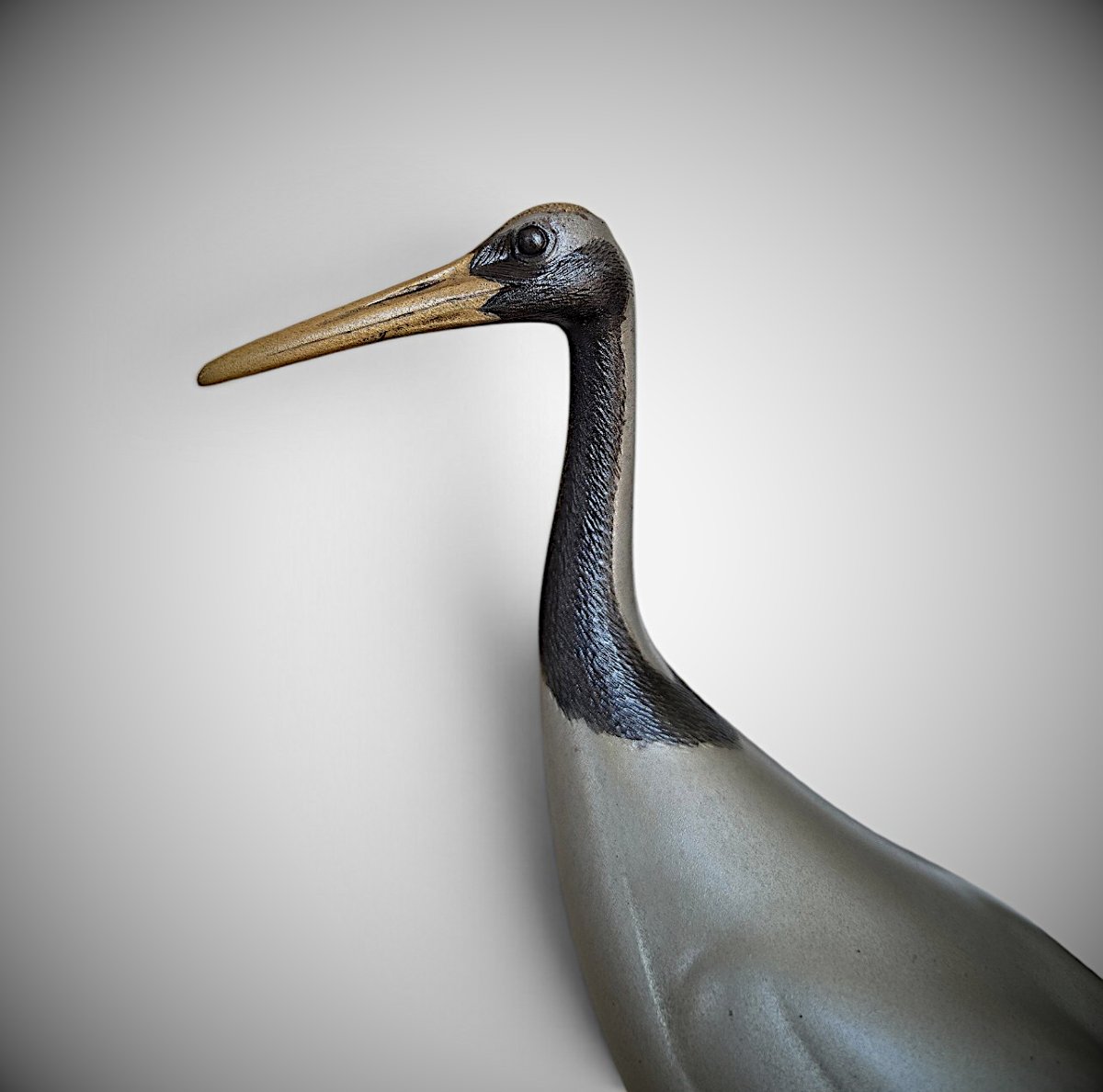 Japanese Bronze By Nihashi Biko  - Standing Crane-photo-4