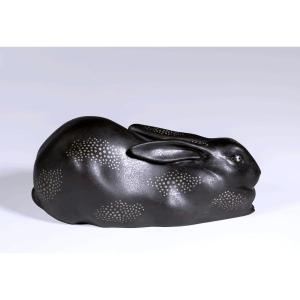 Japanese Bronze By Takahashi Kaishu - Rabbit - (japan, Showa, 1926-1989, Circa 1950)