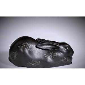 Japanese Bronze By Takahashi Kaishu - Rabbit - (japan, Showa, 1926-1989, Circa 1950)