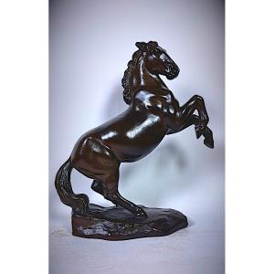 Japanese Bronze By Masahiko Katori: Rearing Horse